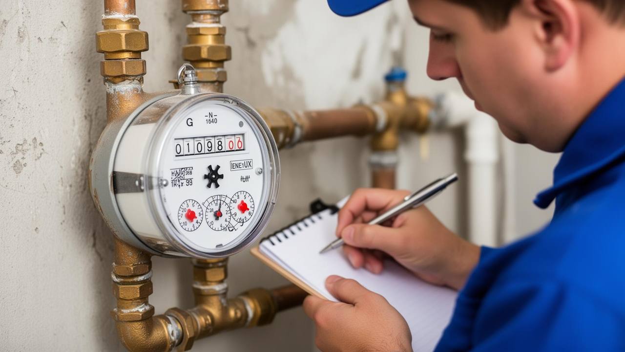 Technicien vérifiant un compteur d'eau pour détecter une fuite